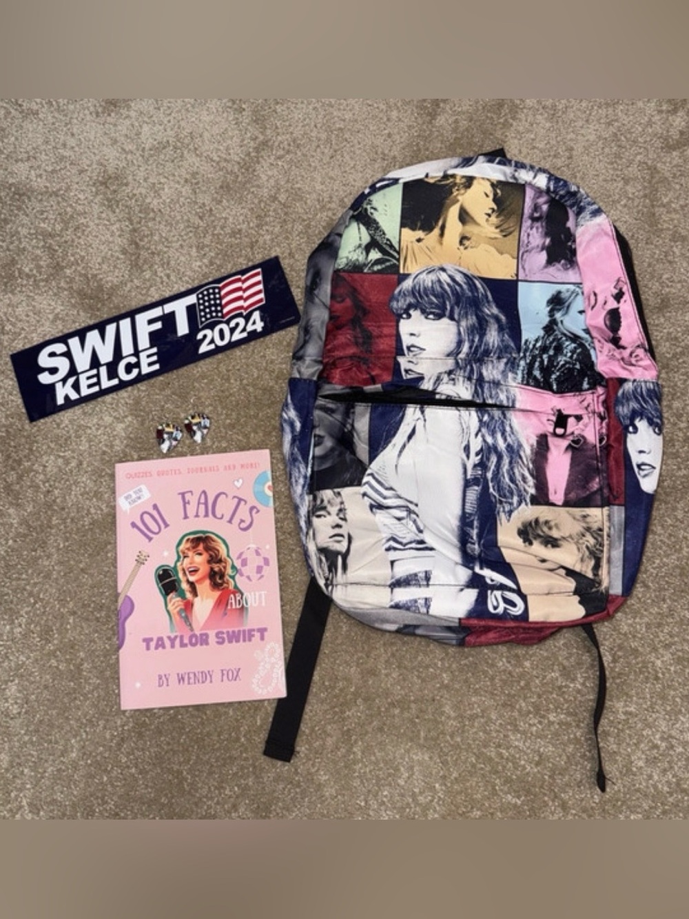 Taylor Swift Graphic Patchwork Backpack - Multicolor